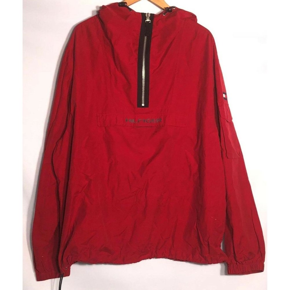 Tommy Hilfiger Coat Mens XL Anorak Spellout Vtg 90s Hong Kong Hooded‎ Pullover